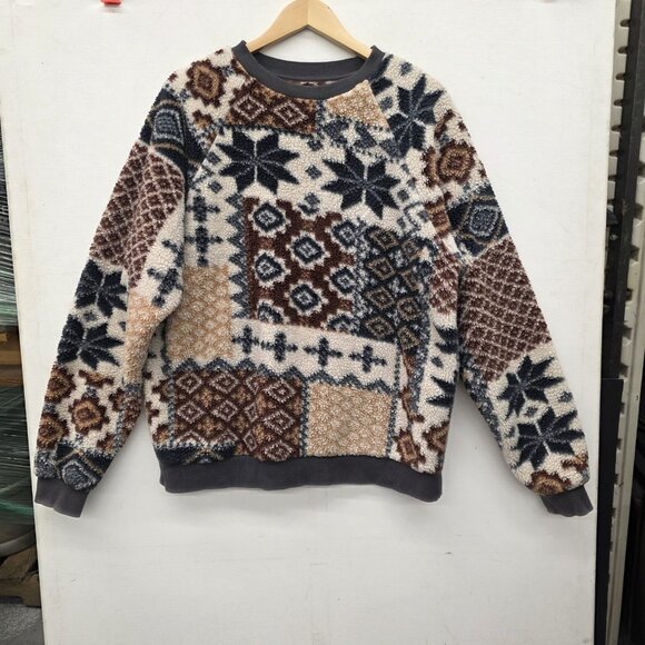 Urban Outfitters Cozy Sherpa Fair Isle Crew Neck Sweatshirt Men’s Size Medium - Picture 9 of 9